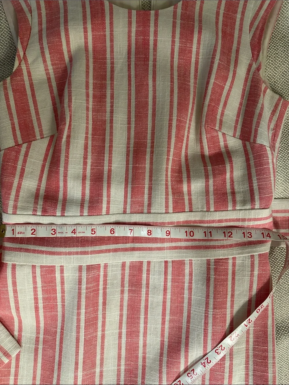 J. Crew Pink & White Striped Sleeveless Tie-Waist Dress